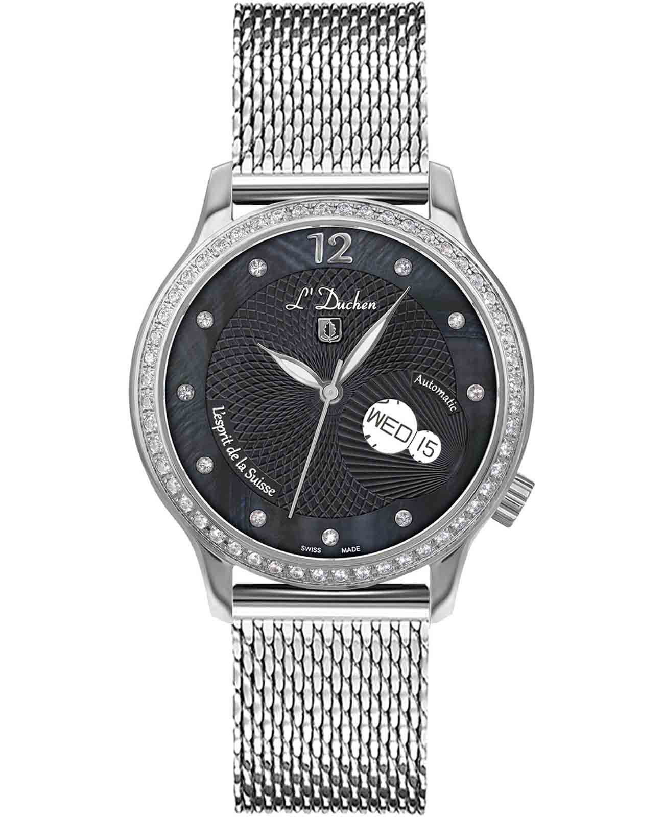 L'Duchen L'Duchen Coquille D 713.11.31 M  D 713.11.31 M механические женские часы черный циферблат, браслет нержавеющая сталь — вид спереди